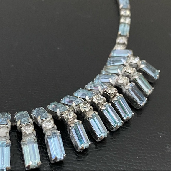 Vintage Unsigned Juliana? Purplish Blue Topaz Bib Statement Choker Necklace 35g - Picture 12 of 16
